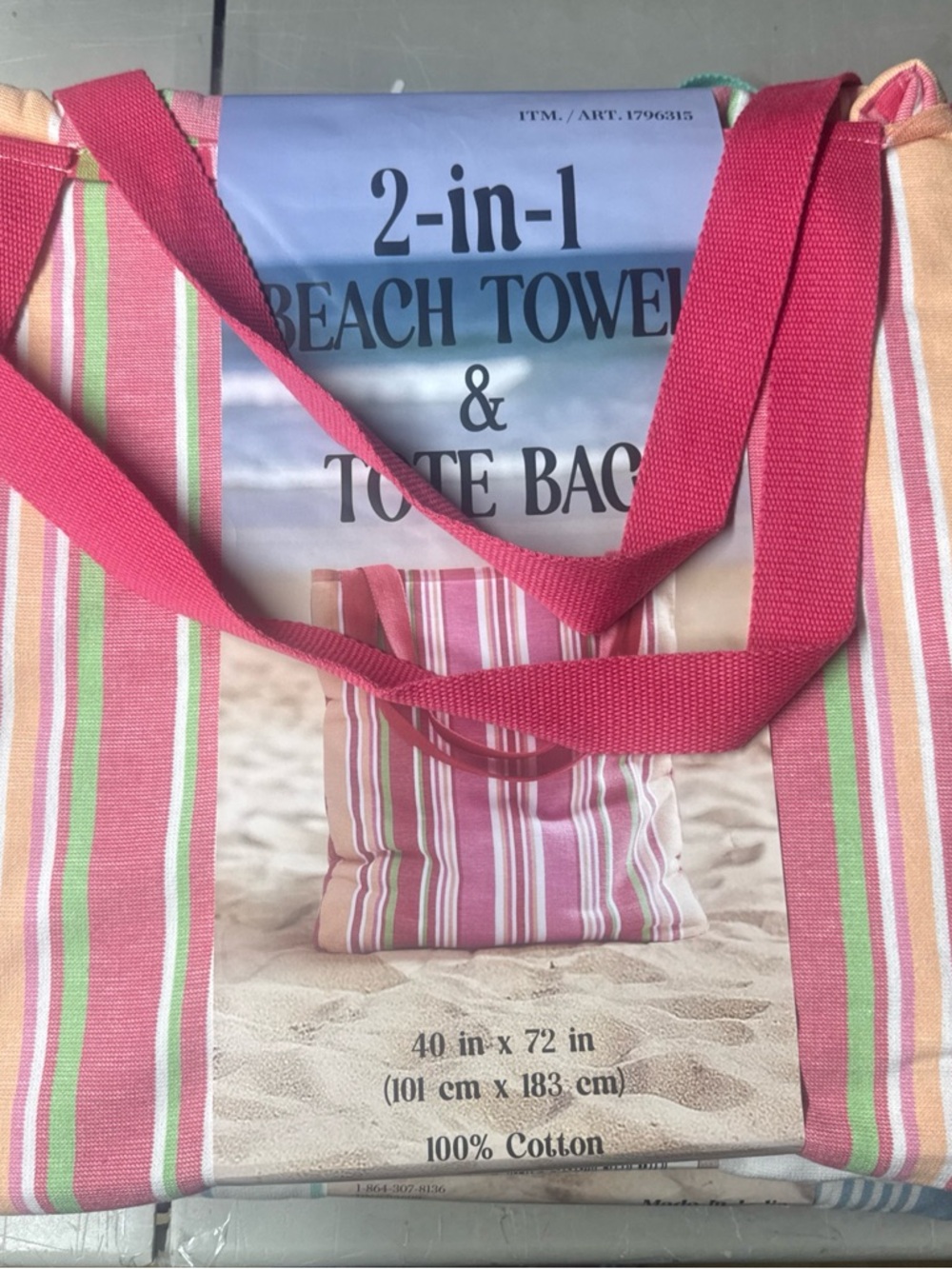 totes Pink Multi-Stripe 2-in-1 Beach Towel & Tote Bag